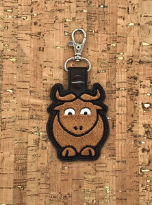 ITH Digital Embroidery Pattern for Lil Bull/OX Snap Tab / Key Chain, 4x4 hoop