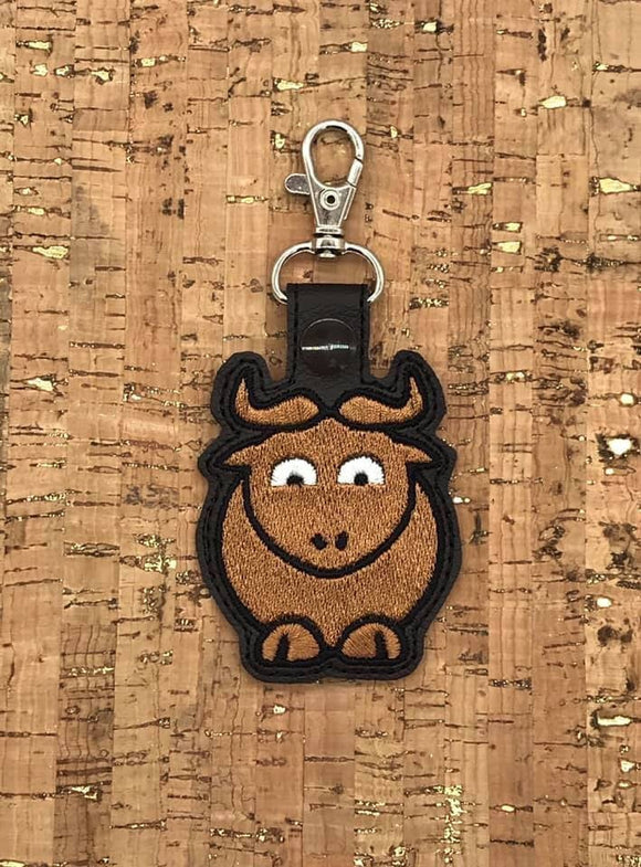 ITH Digital Embroidery Pattern for Lil Bull/OX Snap Tab / Key Chain, 4x4 hoop