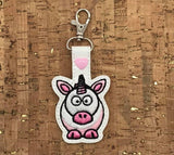 ITH Digital Embroidery Pattern for Lil Unicorn Snap Tab / Key Chain, 4x4 hoop
