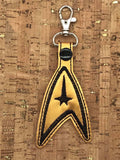ITH Digital Embroidery Pattern for Treky Captain Snap Tab / Key Chain, 4x4 hoop