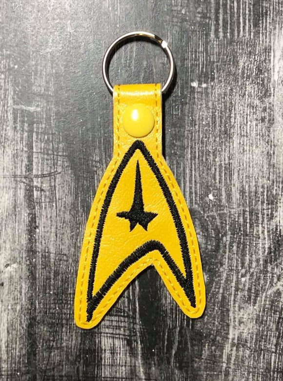 ITH Digital Embroidery Pattern for Treky Captain Snap Tab / Key Chain, 4x4 hoop