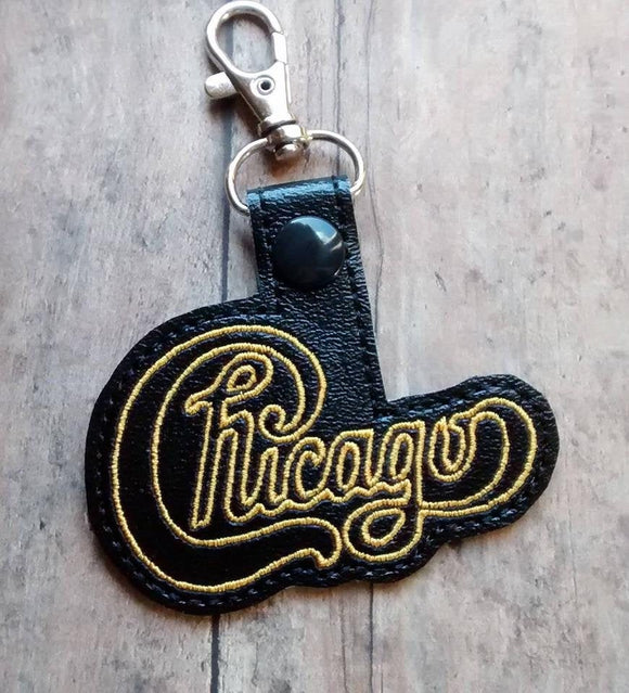 ITH Digital Embroidery Pattern for Chicago Band Snap Tab / Key Chain, 4x4 hoop