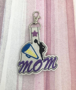ITH Digital Embroidery Pattern for Cheer Mom Snap Tab / Key Chain, 4x4 hoop
