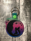 ITH Digital Embroidery Pattern for Fairy Talking to Moon Snap Tab / Key Chain, 4x4 hoop