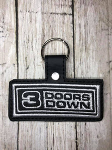 ITH Digital Embroidery Pattern for 3 Doors Down Band Snap Tab / Key Chain, 4x4 hoop