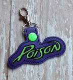 ITH Digital Embroidery Pattern for Poison Band Snap Tab / Key Chain, 4x4 hoop