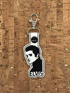 ITH Digital Embroidery Pattern for Elvis Silhouette Snap Tab / Key Chain, 4x4 hoop
