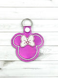 ITH Digital Embroidery Pattern for 3D Ms Mouse Bow Snap Tab / Key Chain, 4x4 hoop