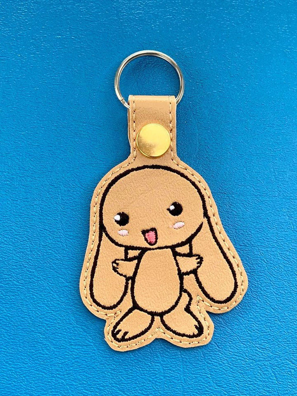 ITH Digital Embroidery Pattern for Lil Floppy Ear Bunny Snap Tab / Key Chain, 4x4 hoop