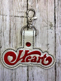 ITH Digital Embroidery Pattern for Heart Band Snap Tab / Key Chain, 4x4 hoop