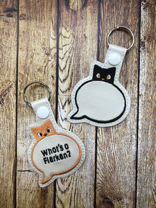 ITH Digital Embroidery Pattern for Kitty with Speech Bubble Snap Tab / Key Chain, 4x4 hoop