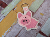 ITH Digital Embroidery Pattern for Lil Piggy Snap Tab / Key Chain, 4x4 hoop