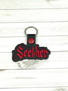 ITH Digital Embroidery Pattern for Seether Snap Tab / Key Chain, 4x4 hoop