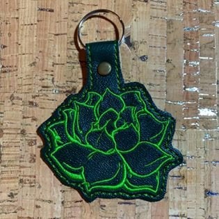 ITH Digital Embroidery Pattern for Calcereum Succulent Plant Snap Tab / Key Chain, 4x4 hoop