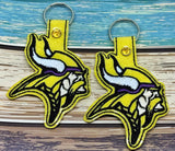ITH Digital Embroidery Pattern for MN Viking Head Snap Tab / Key Chain, 4x4 hoop