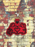ITH Digital Embroidery Pattern for Mr Ms Mouse Heart Hands with Bow Snap Tab / Key Chain, 4x4 hoop