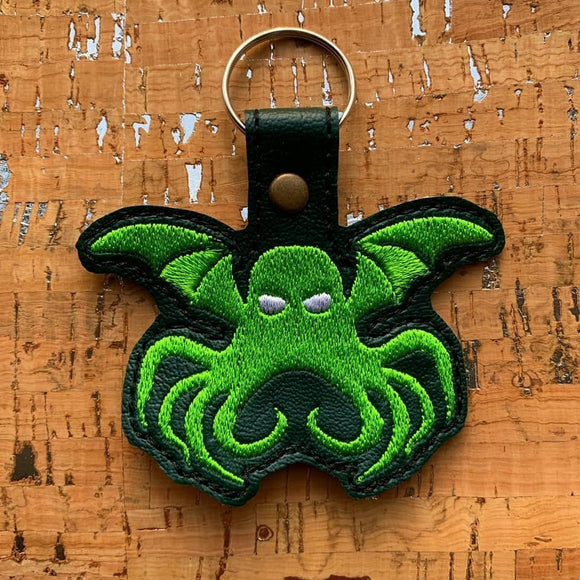 ITH Digital Embroidery Pattern for Cthulhu Snap Tab / Key Chain, 4x4 hoop