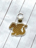 ITH Digital Embroidery Pattern for Dragon Silhouette Snap Tab / Key Chain, 4x4 hoop