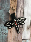 ITH Digital Embroidery Pattern for Dragonfly Snap Tab / Key Chain, 4x4 hoop