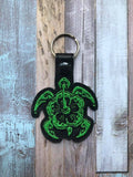 ITH Digital Embroidery Pattern for Hibiscus Turtle Snap Tab / Key Chain, 4x4 hoop