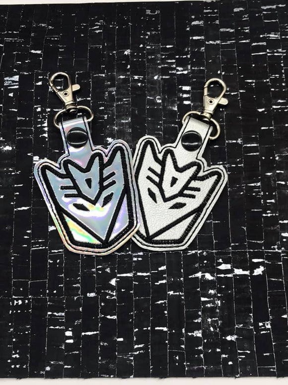 ITH Digital Embroidery Pattern for Decepticon Megatron Snap Tab / Key Chain, 4x4 hoop