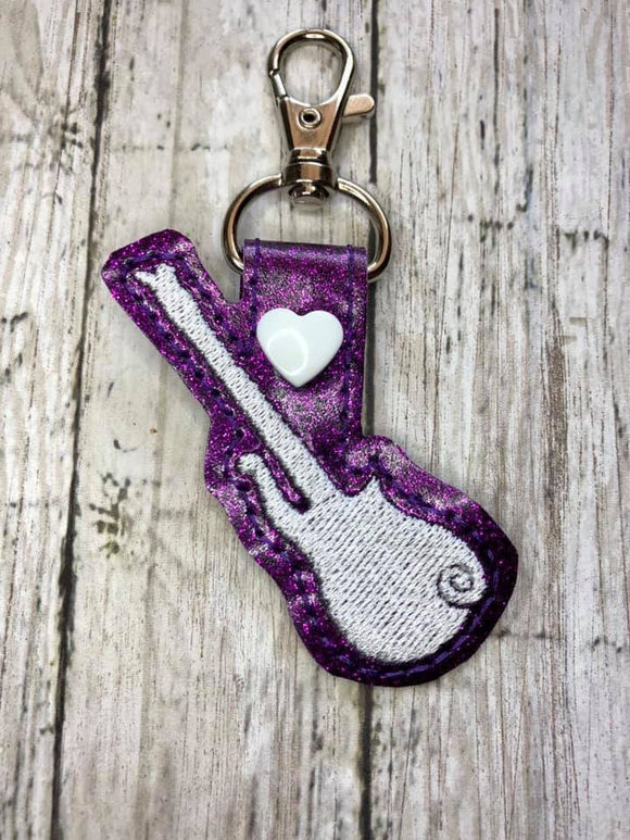 ITH Digital Embroidery Pattern for Prince Guitar Snap Tab / Key Chain, 4x4 hoop