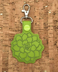 ITH Digital Embroidery Pattern for Succulent Mexican Snowball Outline Snap Tab / Key Chain, 4x4 hoop