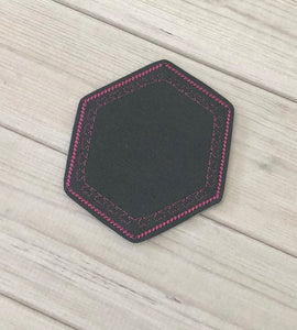 ITH Digital Embroidery Pattern for Hexagon Shape Heart Motif Coaster, 4x4 hoop