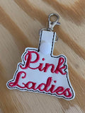 ITH Digital Embroidery Pattern for Grease Pink Ladies Snap Tab / Key Chain, 4x4 hoop