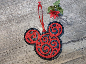 ITH Digital Embroidery Pattern for Mr Mouse Filigree 2 Ornament, 4x4 hoop