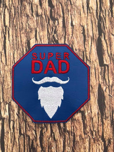 ITH Digital Embroidery Pattern for "Super Dad" with Beard & Mustache Coaster, 4x4 hoop