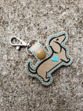 ITH Digital Embroidery Pattern for Dachshund - Doxie with Heart Snap Tab / Key Chain, 4x4 hoop