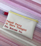 ITH Digital Embroidery Pattern for Kid Version Pencil Party Tonight Zipper Pen Pouch , 5X7 hoop