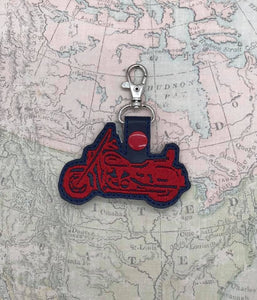 ITH Digital Embroidery Pattern for Motorcycle Cruiser II Silhouette Snap Tab / Key Chain, 4x4 hoop