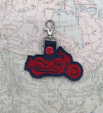 ITH Digital Embroidery Pattern for Motorcycle Cruiser III Silhouette Snap Tab / Key Chain, 4x4 hoop