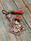 ITH Digital Embroidery Pattern for Rabbit With 3D Butterfly on Nose Snap Tab / Key Chain, 4x4 hoop