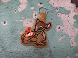 ITH Digital Embroidery Pattern for Baby Deer with 3D Butterfly on Back Snap Tab / Key Chain, 4x4 hoop