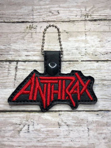 ITH Digital Embroidery Pattern for Anthrax Band Snap Tab / Key Chain, 4x4 hoop