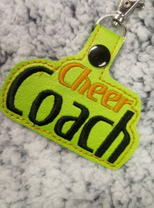 ITH Digital Embroidery Pattern for Cheer Coach Snap Tab / Key Chain, 4x4 hoop
