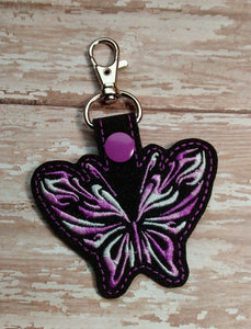 ITH Digital Embroidery Pattern for Tribal Butterfly 1 Snap Tab / Key Chain, 4x4 hoop