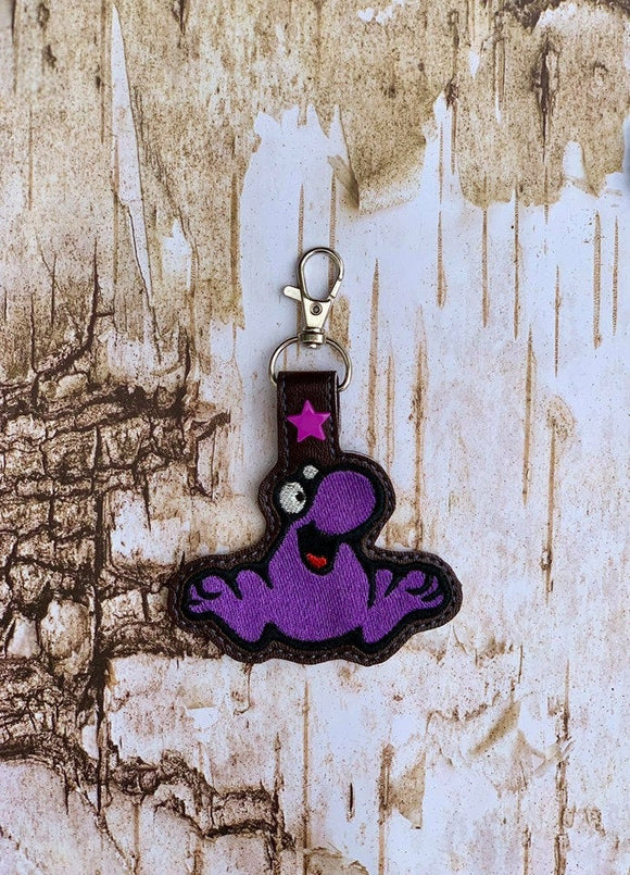 ITH Digital Embroidery Pattern for Purple NERDS Dude Fill Stitch Snap Tab / Key Chain, 4x4 hoop
