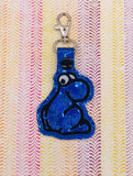 ITH Digital Embroidery Pattern for Blue NERDS Dude Outline Snap Tab / Key Chain, 4x4 hoop