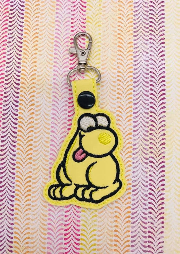 ITH Digital Embroidery Pattern for Yellow NERDS Dude Outline Snap Tab / Key Chain, 4x4 hoop