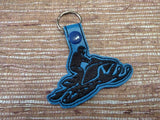ITH Digital Embroidery Pattern for Snowmobile With Rider Snap Tab / Key Chain, 4x4 hoop