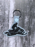 ITH Digital Embroidery Pattern for Snowmobile With Rider Snap Tab / Key Chain, 4x4 hoop