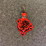 ITH Digital Embroidery Pattern for Music With Rose X2 Fill & Outline Snap Tab / Key Chain, 4x4 hoop