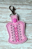 ITH Digital Embroidery Pattern for Corset I Snap Tab / Key Chain, 4x4 hoop