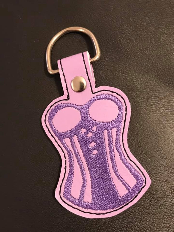 ITH Digital Embroidery Pattern for Corset V Snap Tab / Key Chain, 4x4 hoop