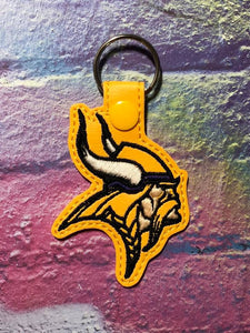 ITH Digital Embroidery Pattern for MN Viking Head Snap Tab / Key Chain, 4x4 hoop