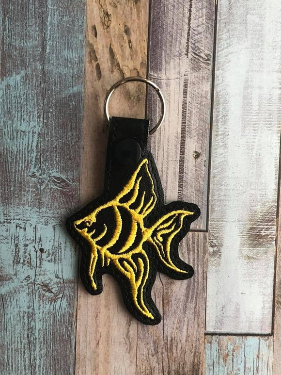 ITH Digital Embroidery Pattern for Angel Fish Snap Tab / Key Chain, 4x4 hoop